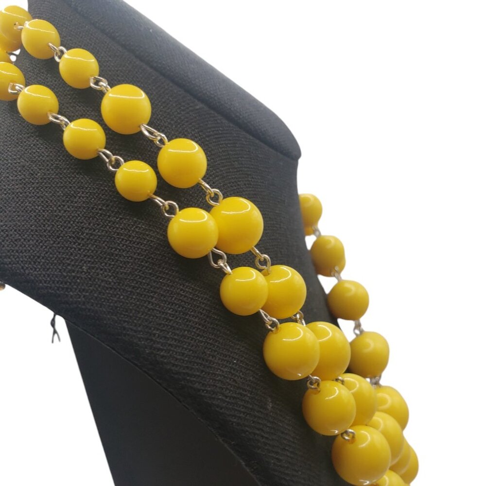 Retro Sunshiny Yellow Bubble Gum Graduated Beaded Chocker - Picture 6 of 11